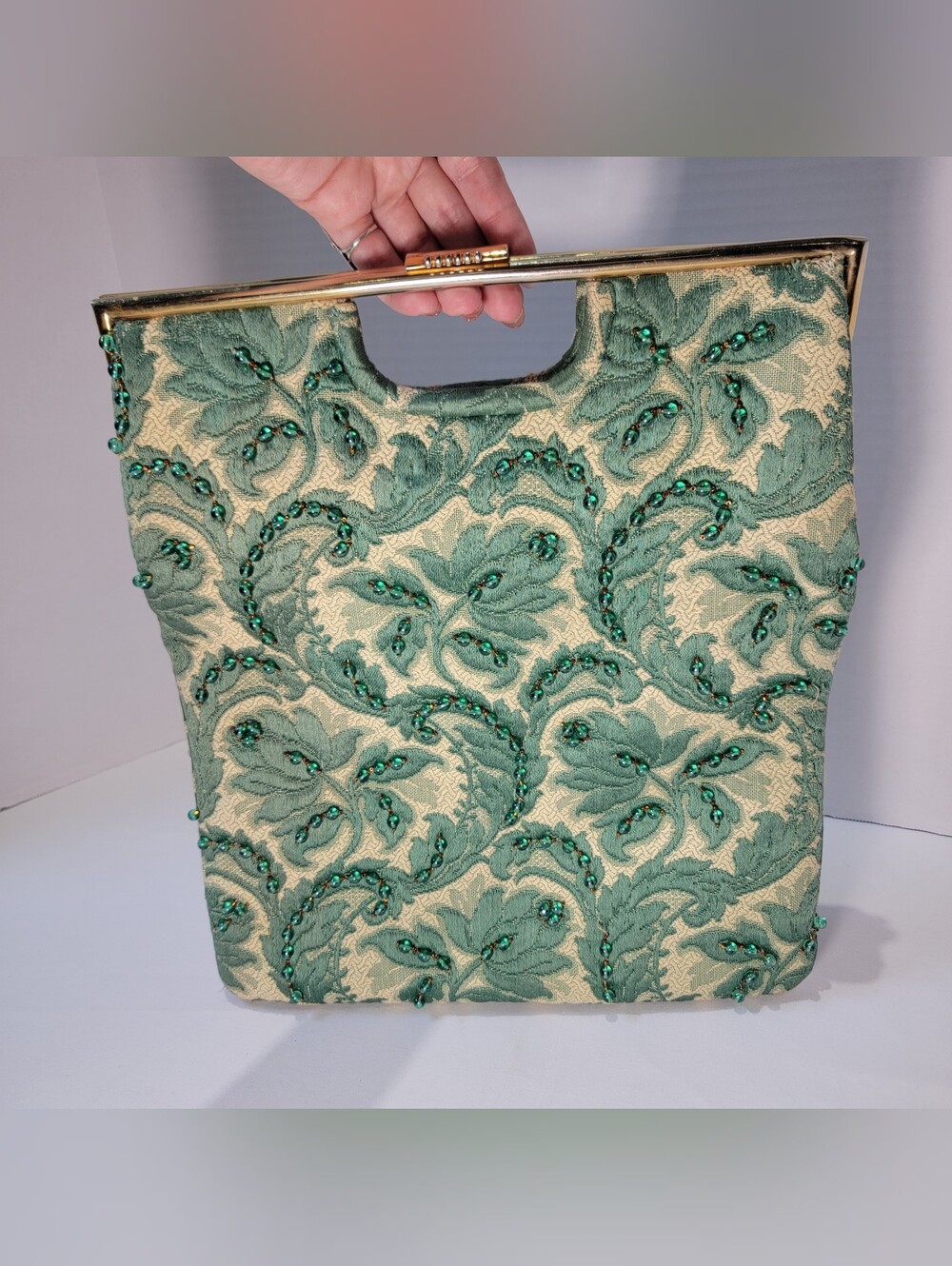 Vintage Tapestry Brocade Beaded Handbag